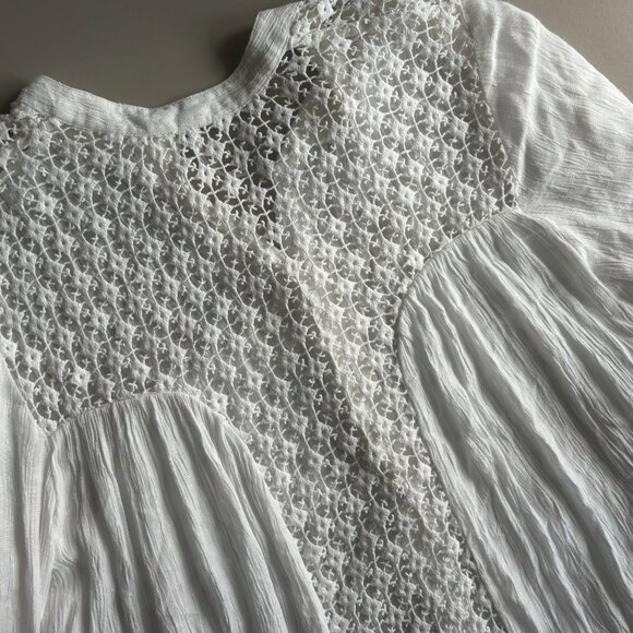 Free People White Button Up Blouse with See Through Lace Back, S - Picture 5 of 8